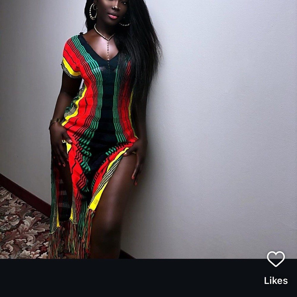 Fashion Nova Green Asymmetrical Sundress Sleeveless V-neck♥️💛💚🖤 - Picture 2 of 3